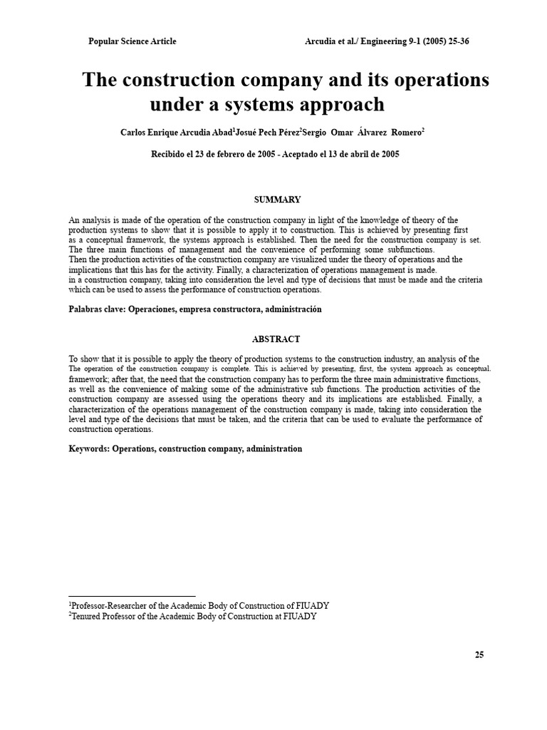 Systems Approach in Construction Management | PDF | System | Decision ...