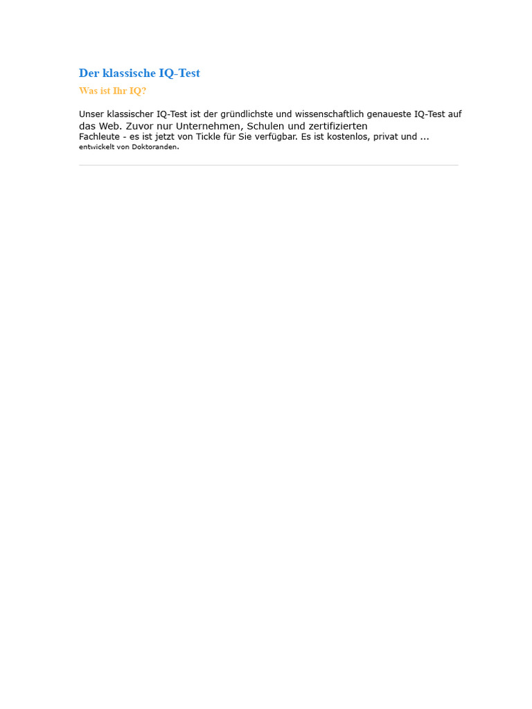 Der Klassische IQ-Test | PDF