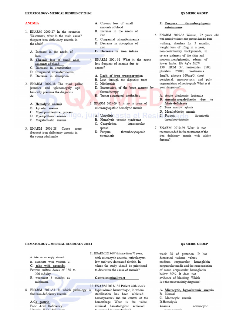 Anemia Causes and Diagnosis Guide | PDF | Anemia | Coagulation