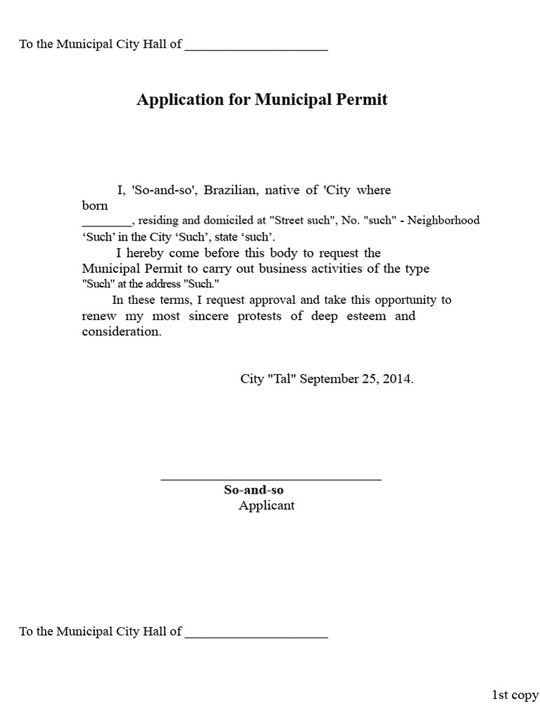 Municipal Permit Application Template | PDF