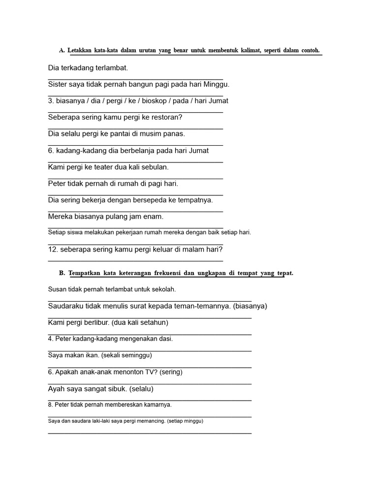 Susun kata-kata dalam urutan yang benar untuk membuat kalimat. | PDF