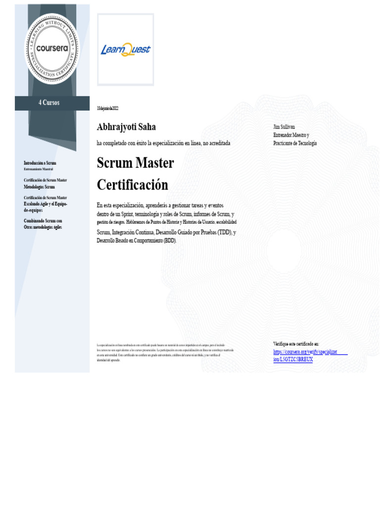 Certificación de Scrum Master PDF | PDF
