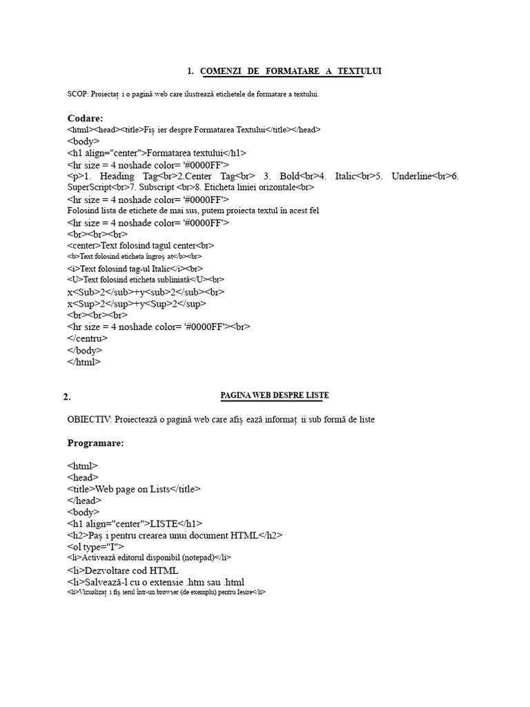 Manual de Laborator de Programare Web BCA | PDF