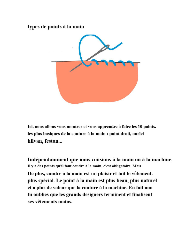 10 points de couture à la main essentiels | PDF | Couture | Vêtements