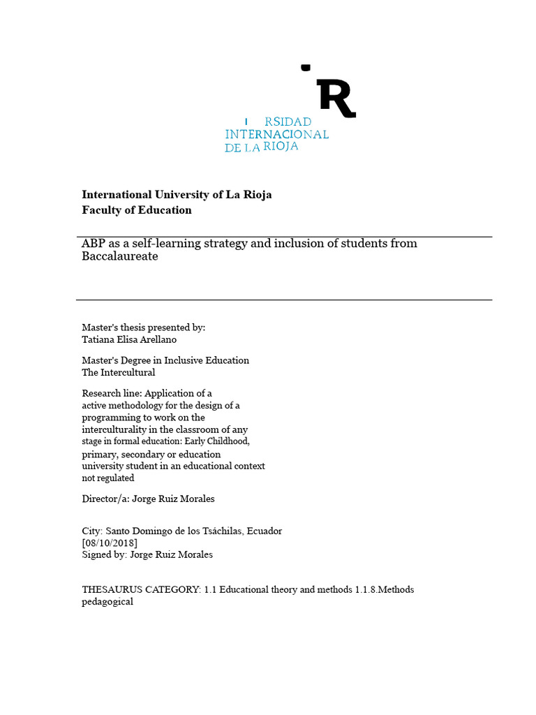 Example of TFM Unir | PDF | Methodology | Learning