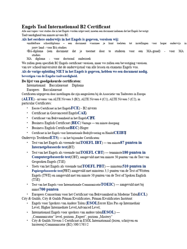 Certificaten Engels B2 | PDF