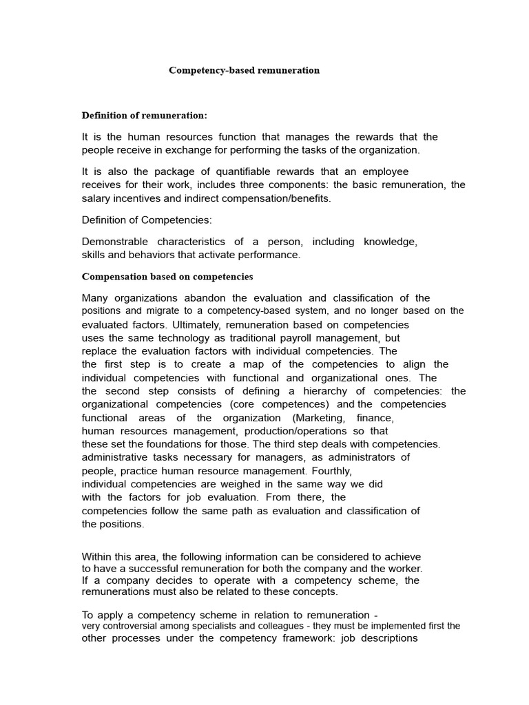 Competency-Based Remuneration Explained | PDF | Salary | Human Resources