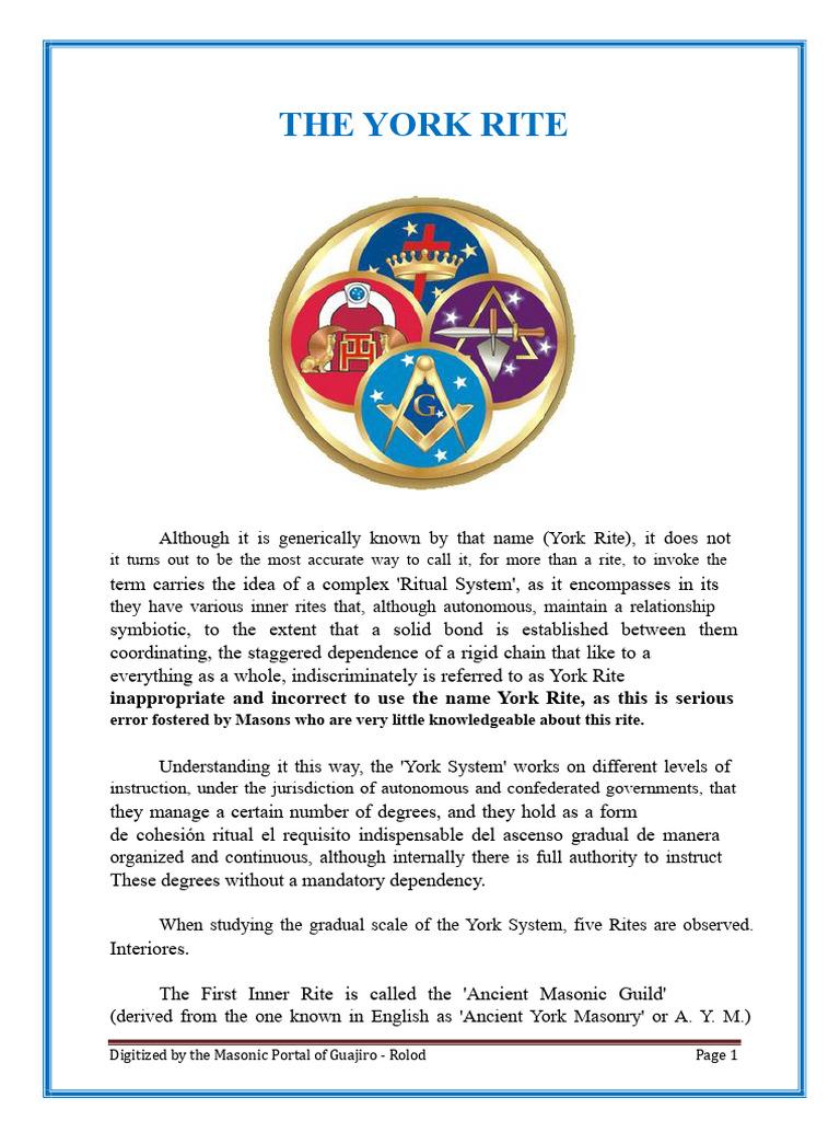 Understanding the York Rite System | PDF | Freemasonry | Masonic Lodge