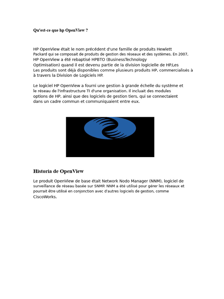 Introduction à HP OpenView et NNM | PDF | Hewlett Packard | Application