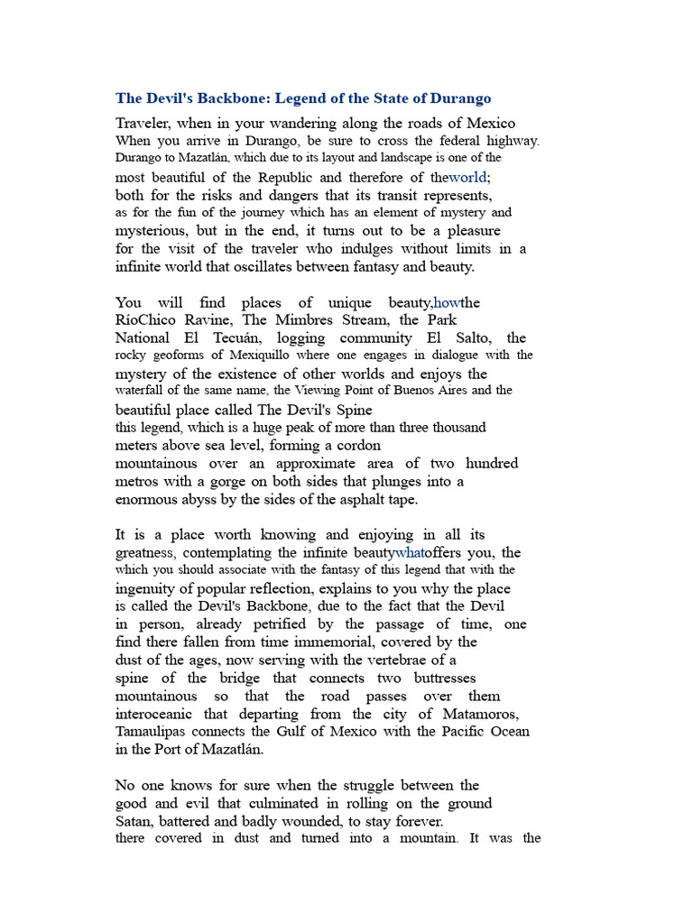 The Devil's Backbone Legend in Durango | PDF | Satan