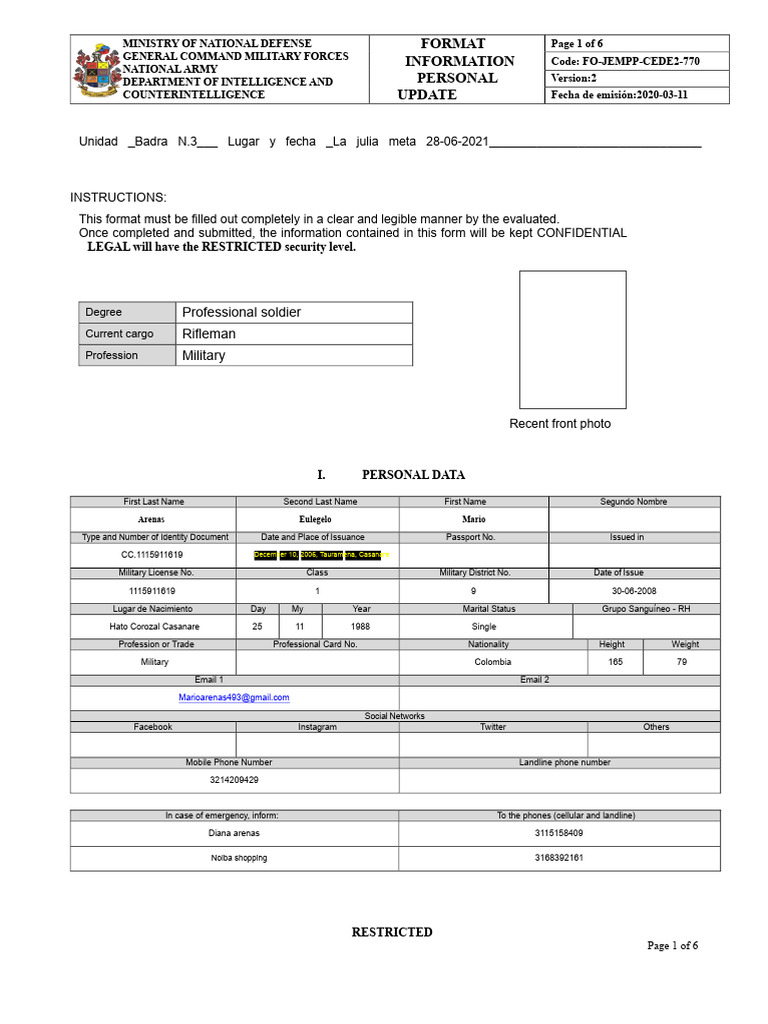 1. PERSONAL INFORMATION UPDATE FORMAT | PDF