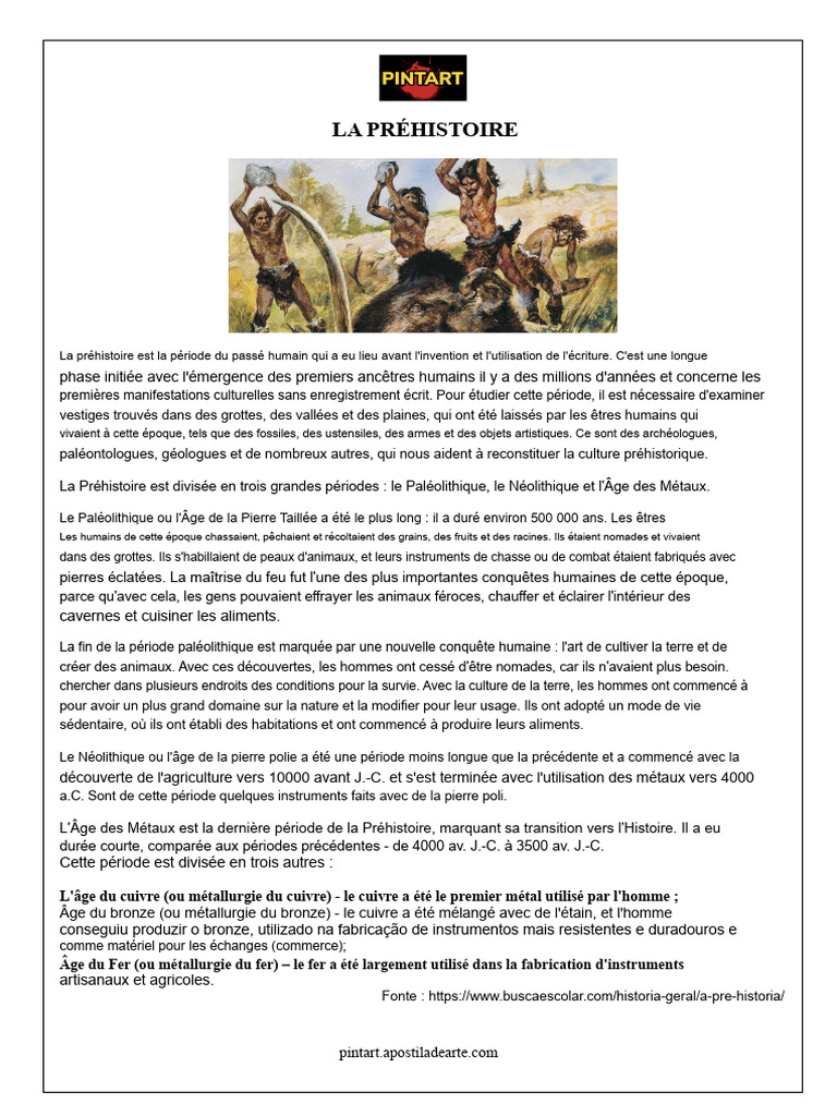 Comprendre la Préhistoire en 3 étapes | PDF | Néolithique | Paléolithique