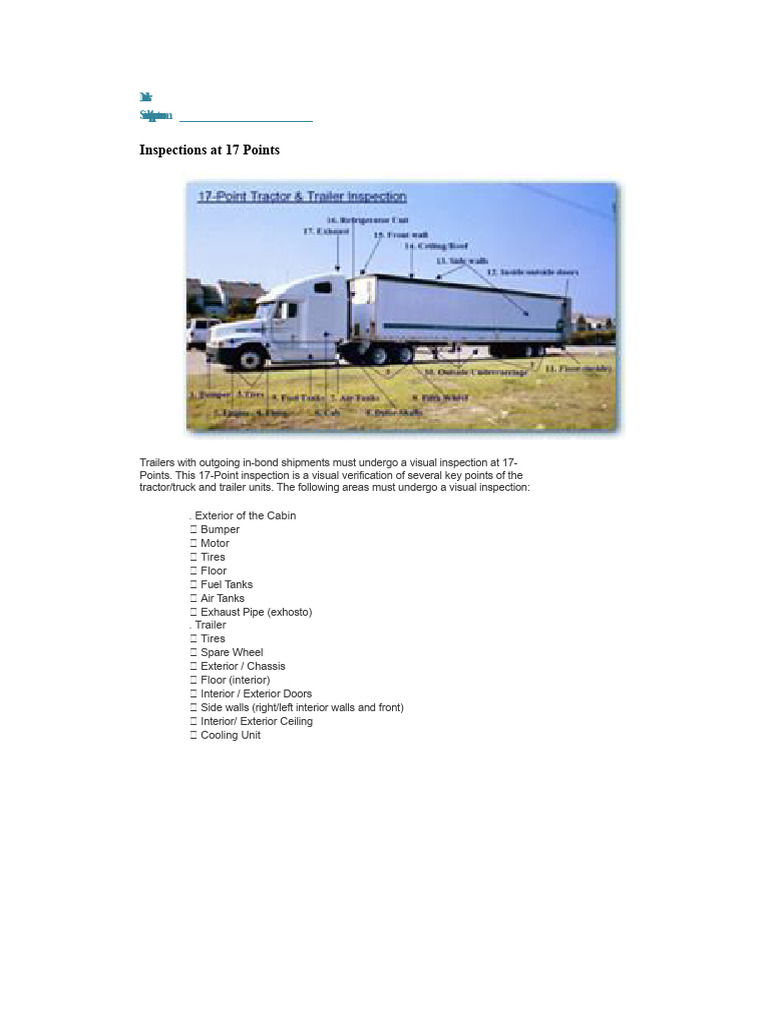 Basc Inspection of 17 Points of The Trailer PDF | PDF