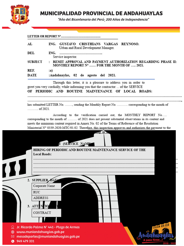 Model of Report On Approval and Authorization of Payment | PDF