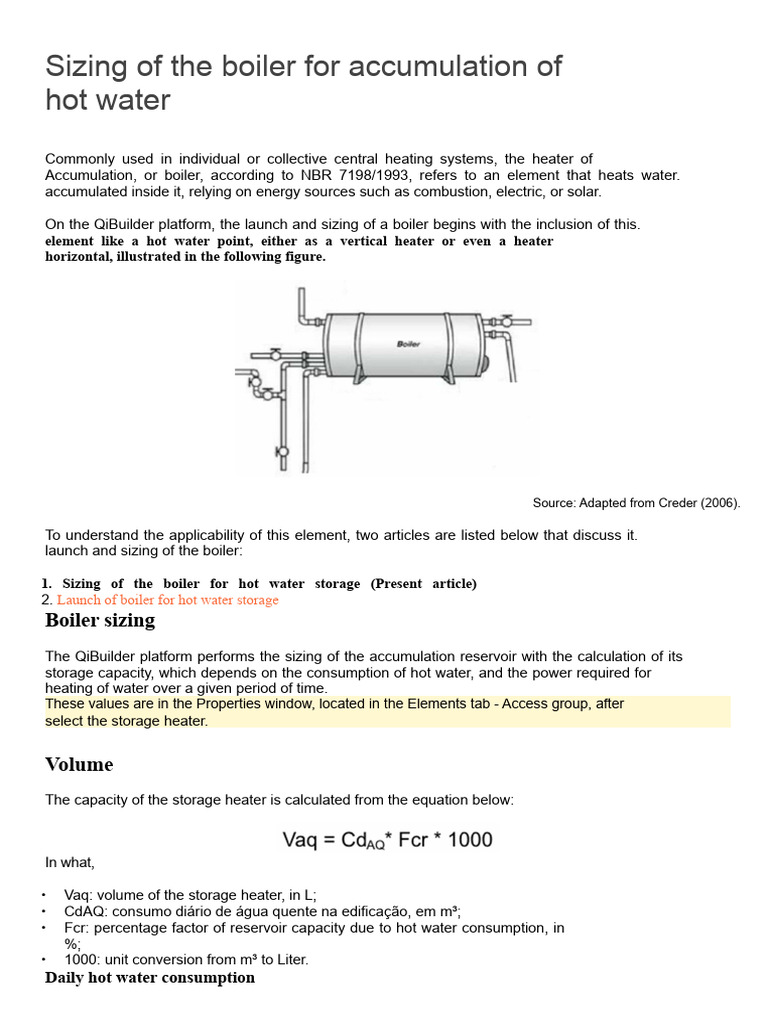 Boiler Sizing for Hot Water Systems | PDF | Water Heating | Water