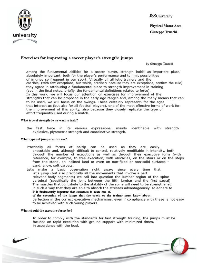 Soccer Strength Training: Jump Exercises | PDF | Force | Muscle Contraction