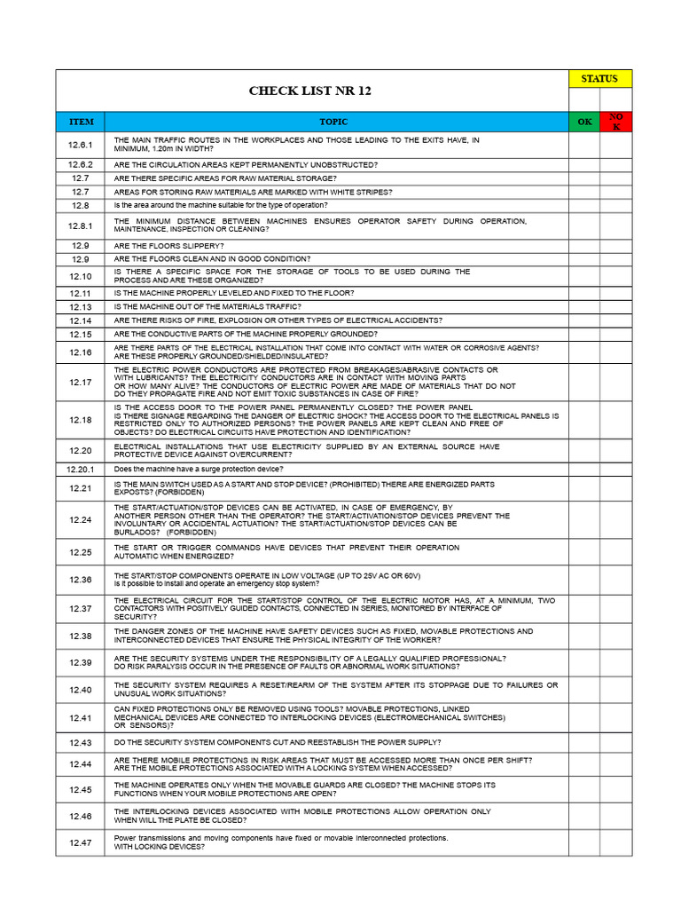 Workplace Safety Compliance Checklist | PDF | Switch | Mechanical ...