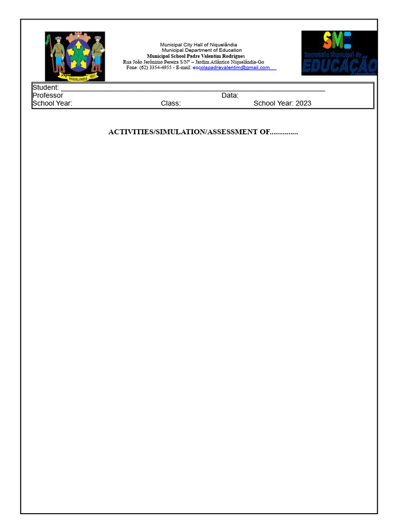 Activity Header Template | PDF