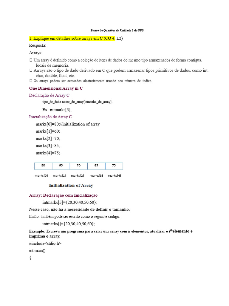 Arrays e Matrizes em C: Guia Completo | PDF | Ponteiro (programação de ...