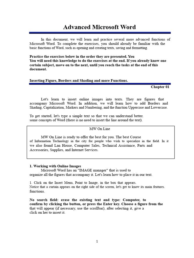Advanced Microsoft Word Techniques | PDF | Microsoft Word | Button ...
