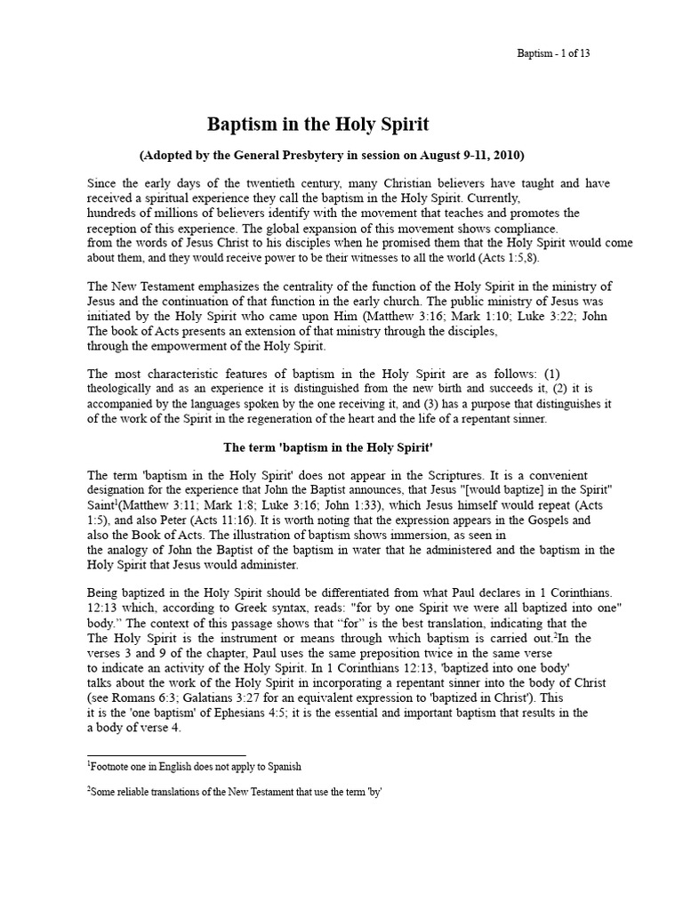 Understanding Baptism in the Holy Spirit | PDF | Baptism With The Holy ...