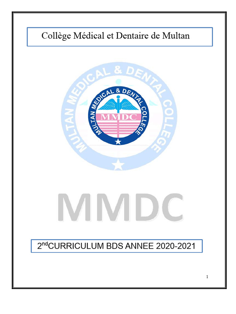 Curriculum BDS 2020-2021 Multan | PDF | Enseignement médical | Santé ...