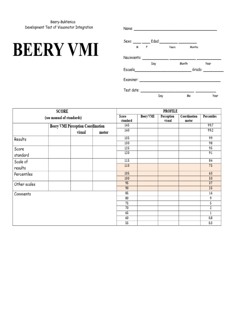 Beery-Buktenica VMI Development Test | PDF | Cognitive Science ...