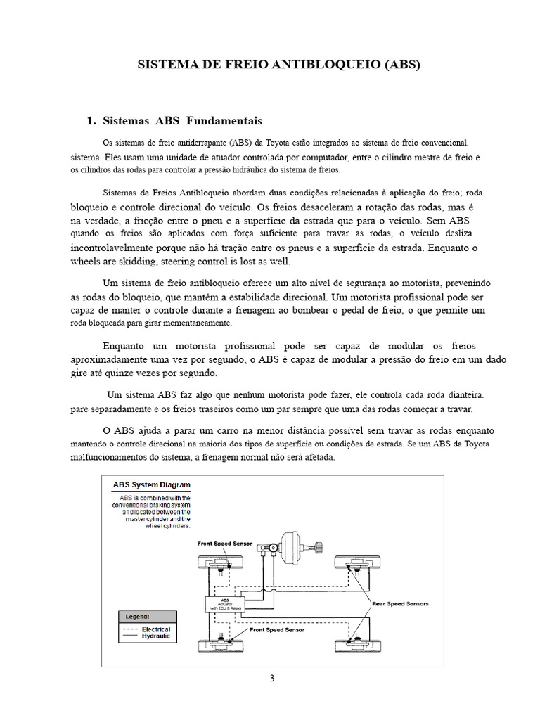 Funcionamento do Sistema ABS da Toyota | PDF | Freios ABS | Freio