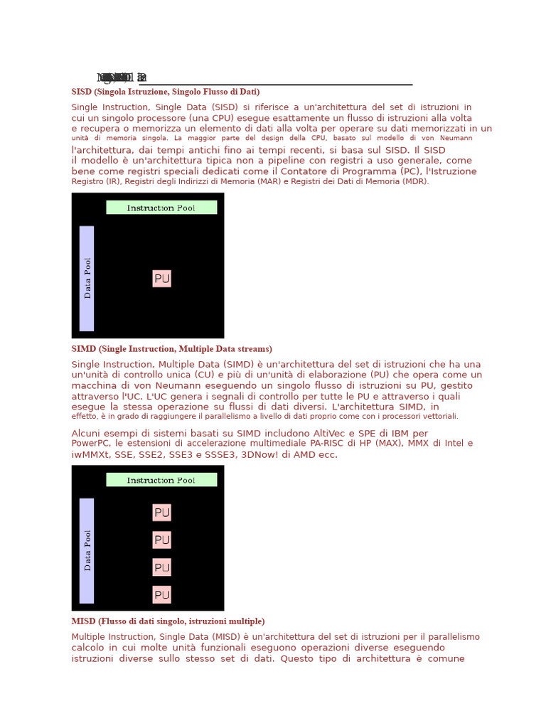 Elaborazione Parallela SISD SIMD MISD MIMD | PDF