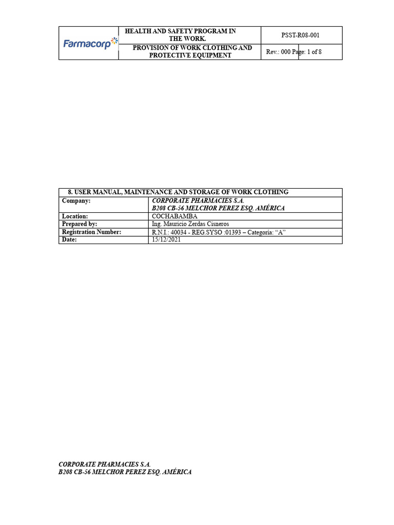 Provision of Work Clothing and Personal Protective Equipment. | PDF ...