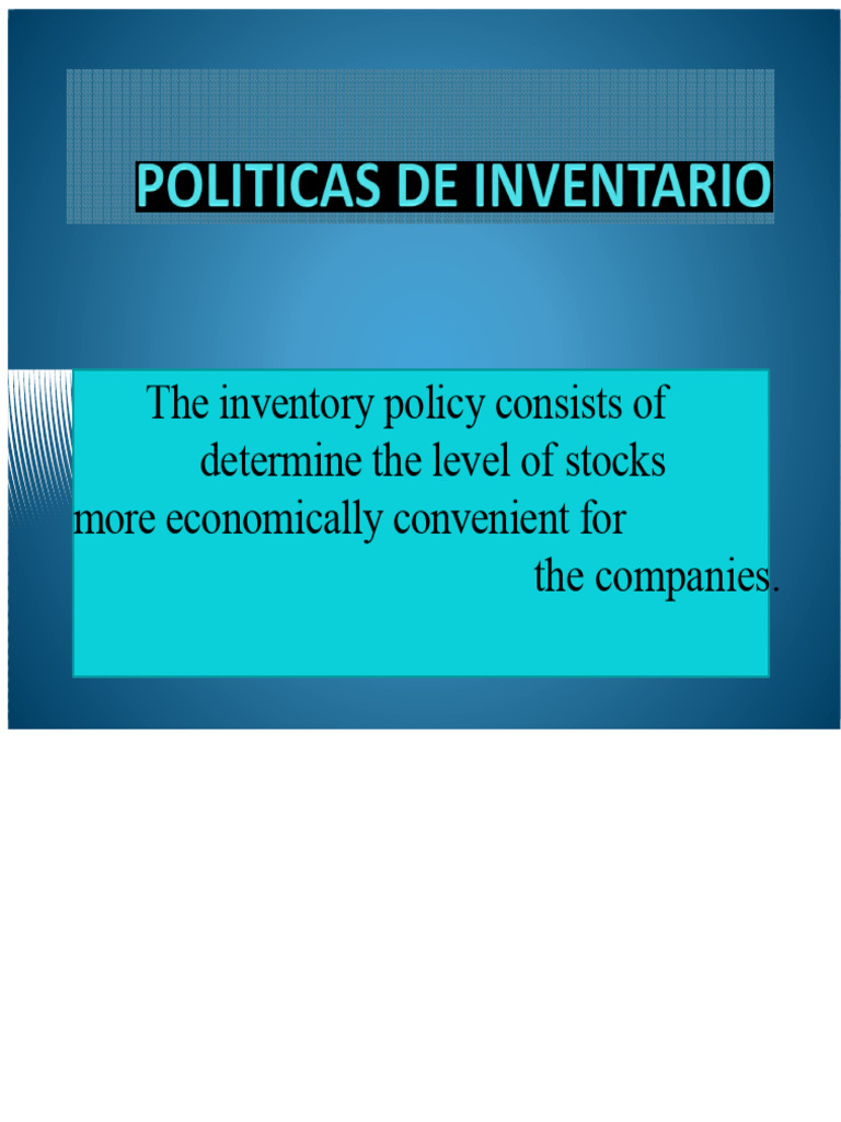Essential Inventory Policy Factors | PDF
