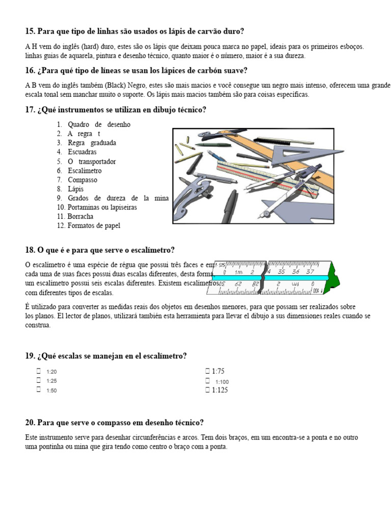 Tipos de Lápis e Ferramentas de Desenho | PDF | Desenho | Diâmetro
