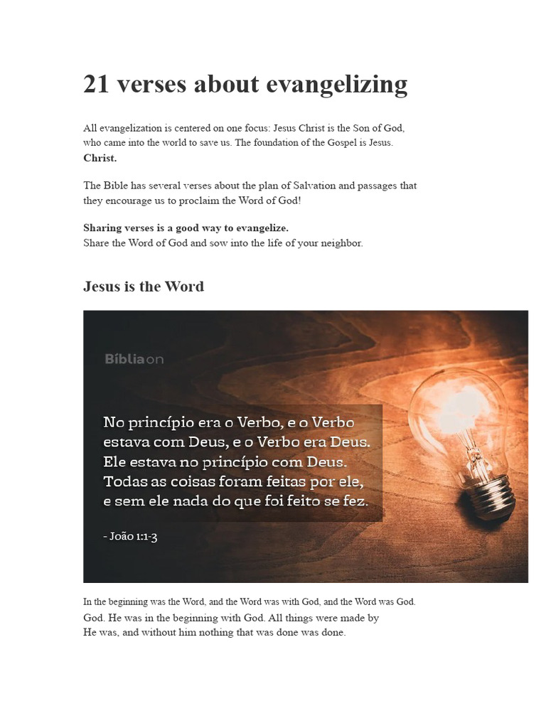 21 Bible Verses for Evangelism | PDF | Logos (Christianity) | Jesus