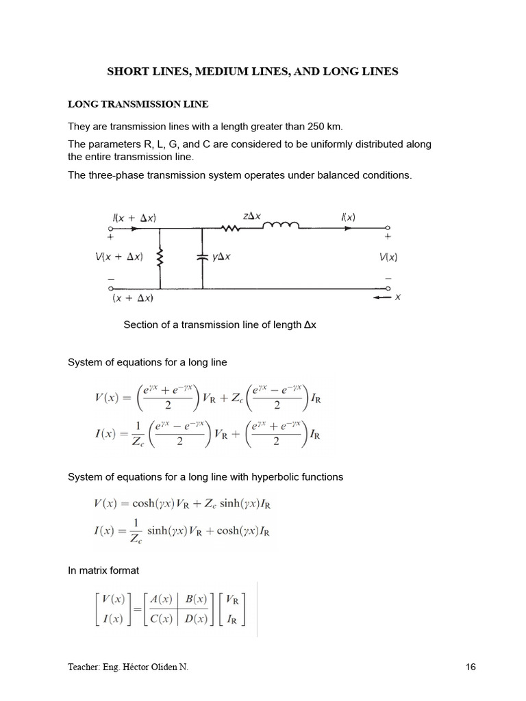 Long Transmission Line Analysis and Calculations | PDF | Transmission ...