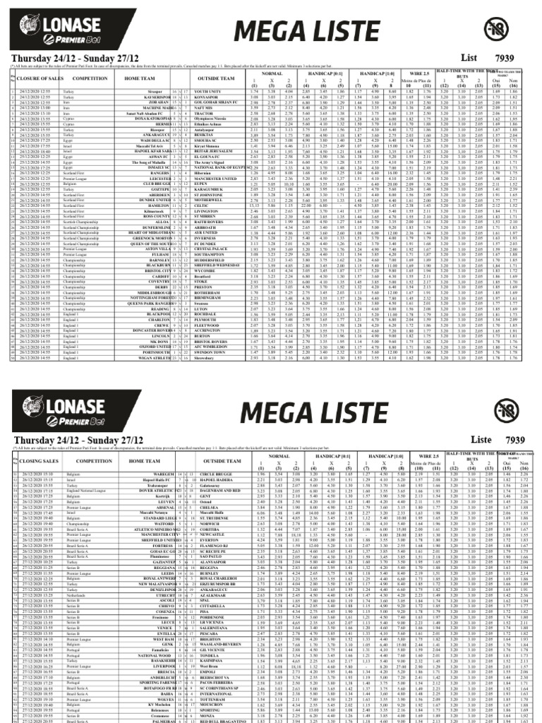 SEN - Mega List December 24-27 | PDF | National Association Football ...
