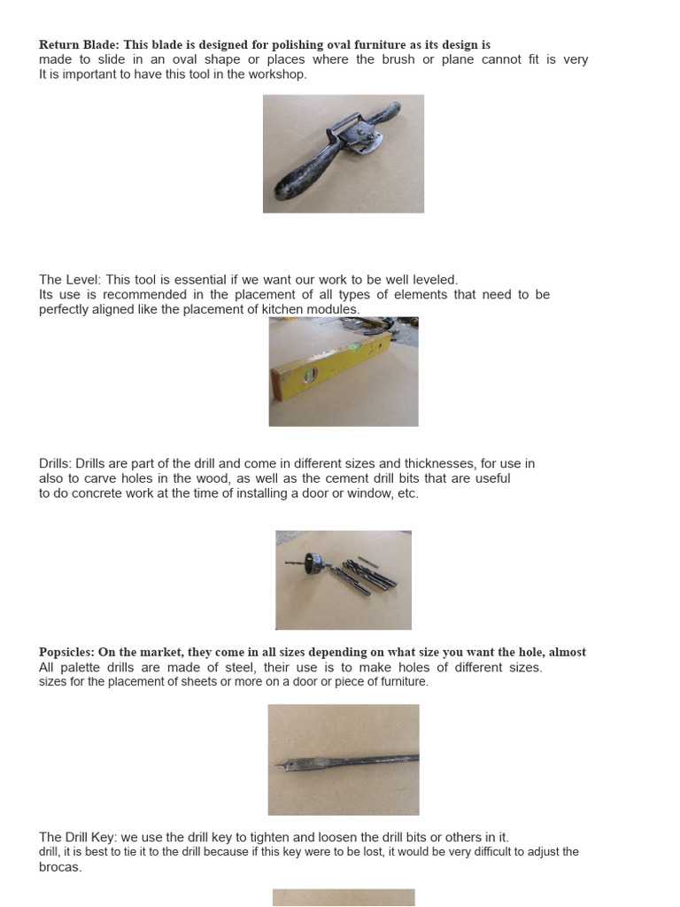 241756321 50 Carpentry Tools Docx | PDF | Wood Carving | Drill