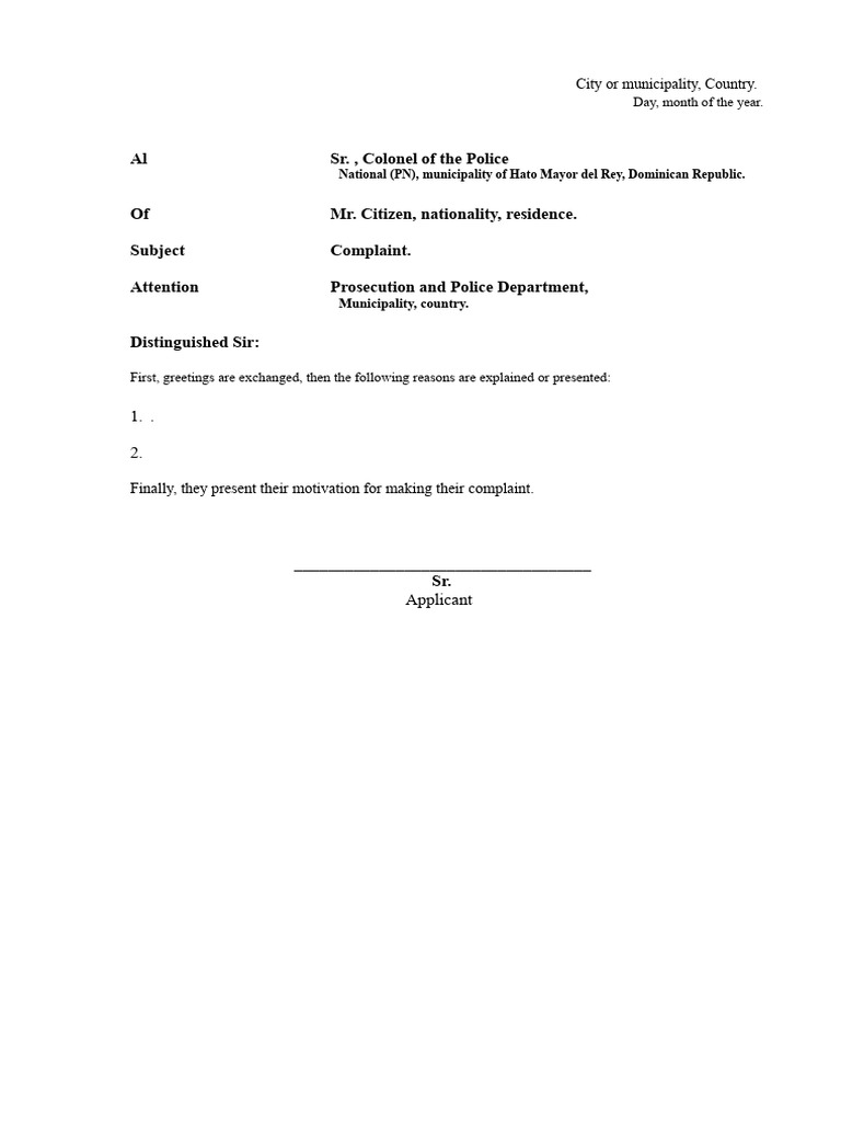 Police Assault Complaint Format | PDF