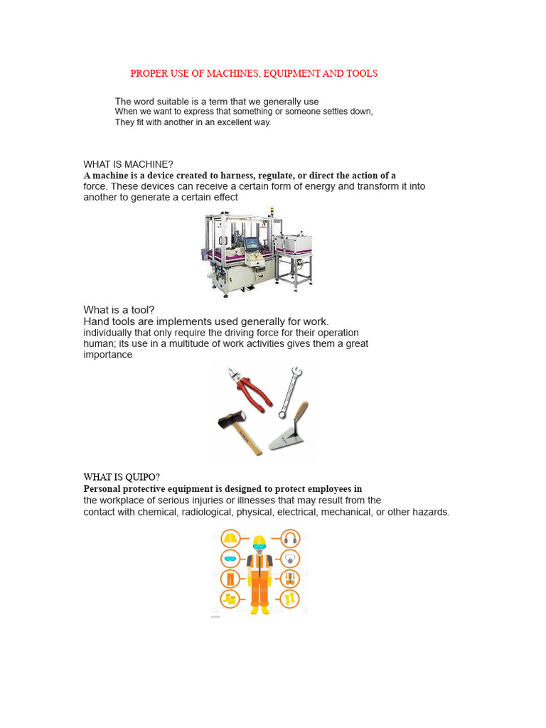 Safe Use of Machines and Tools Guide | PDF