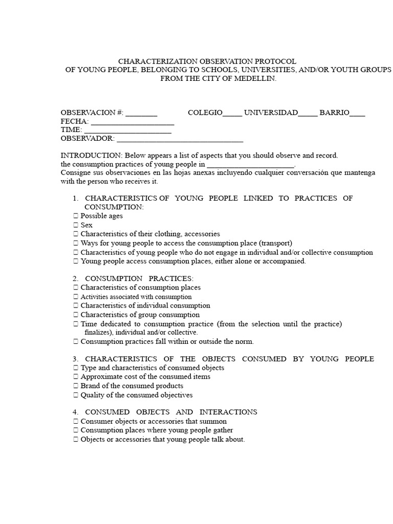 Examples of Observation Guides | PDF | Space | Psychological Concepts