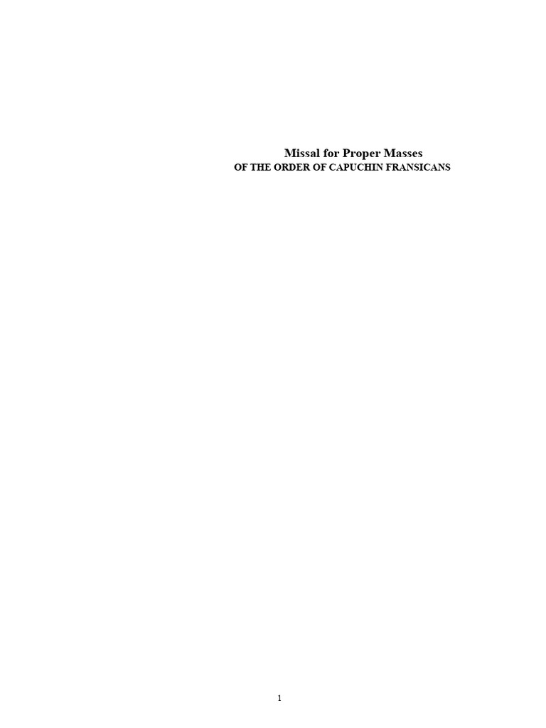 Capuchin Proper Mass Lectionary Guide | PDF | Jesus | Mercy