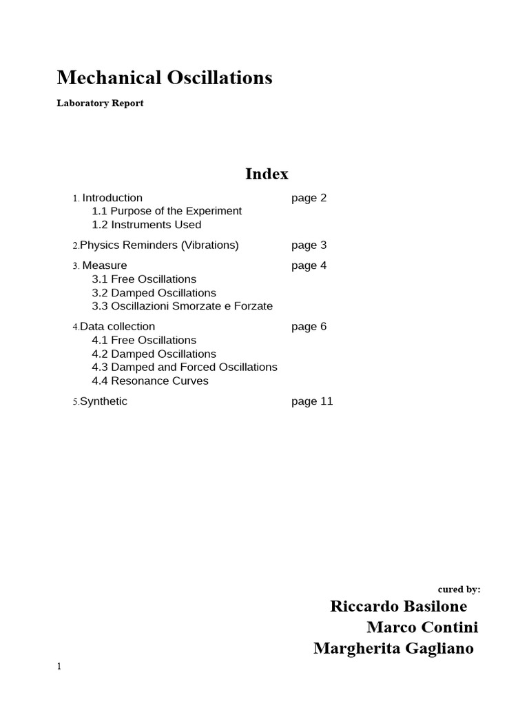 Mechanical Oscillations Experiment Report | PDF | Oscillation | Resonance