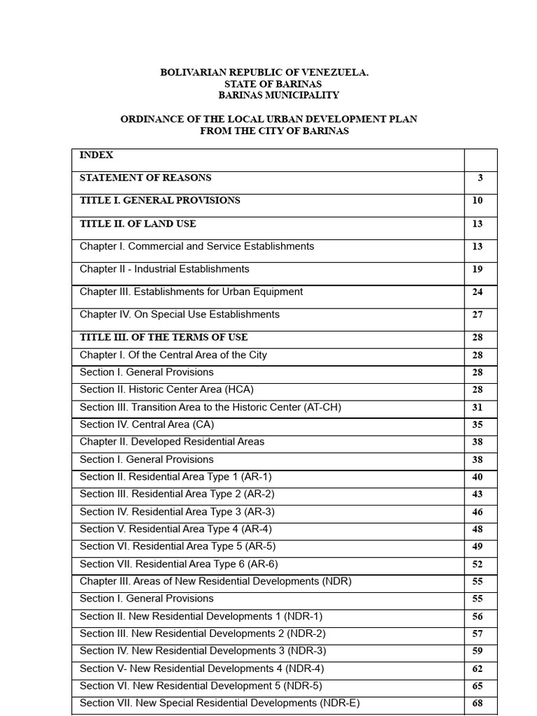 Barinas Local Urban Development Plan | PDF | Zoning | Transport