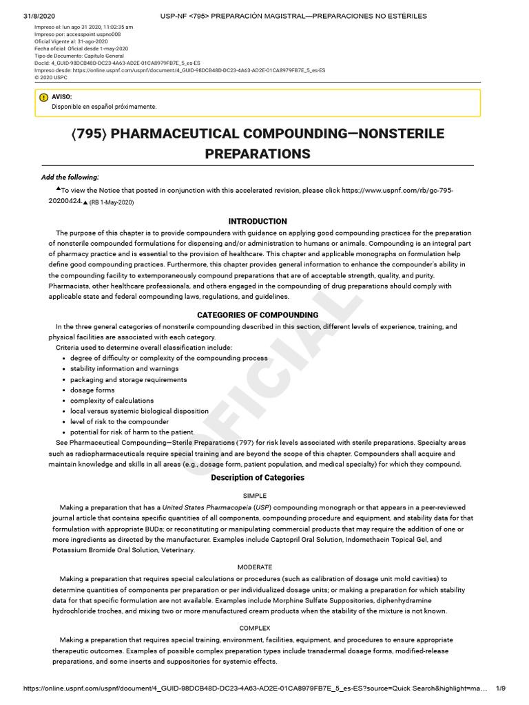 USP-NF Nonsterile Compounding Guide | PDF | Pharmaceutical Formulation ...