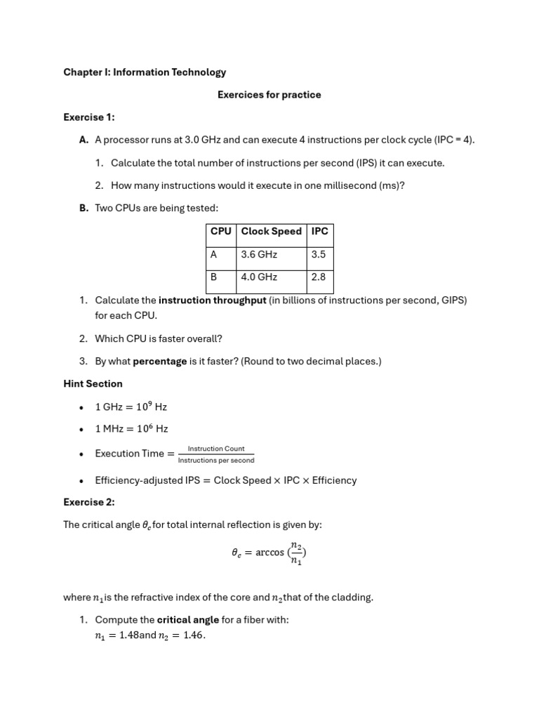 Exercises For Practice - ChapterI | PDF