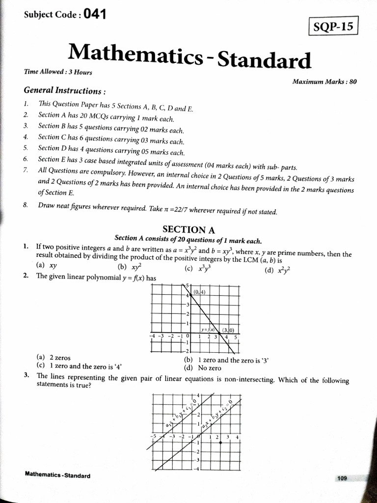 Class 10 Mathematics Question Paper | PDF | Circle | Area