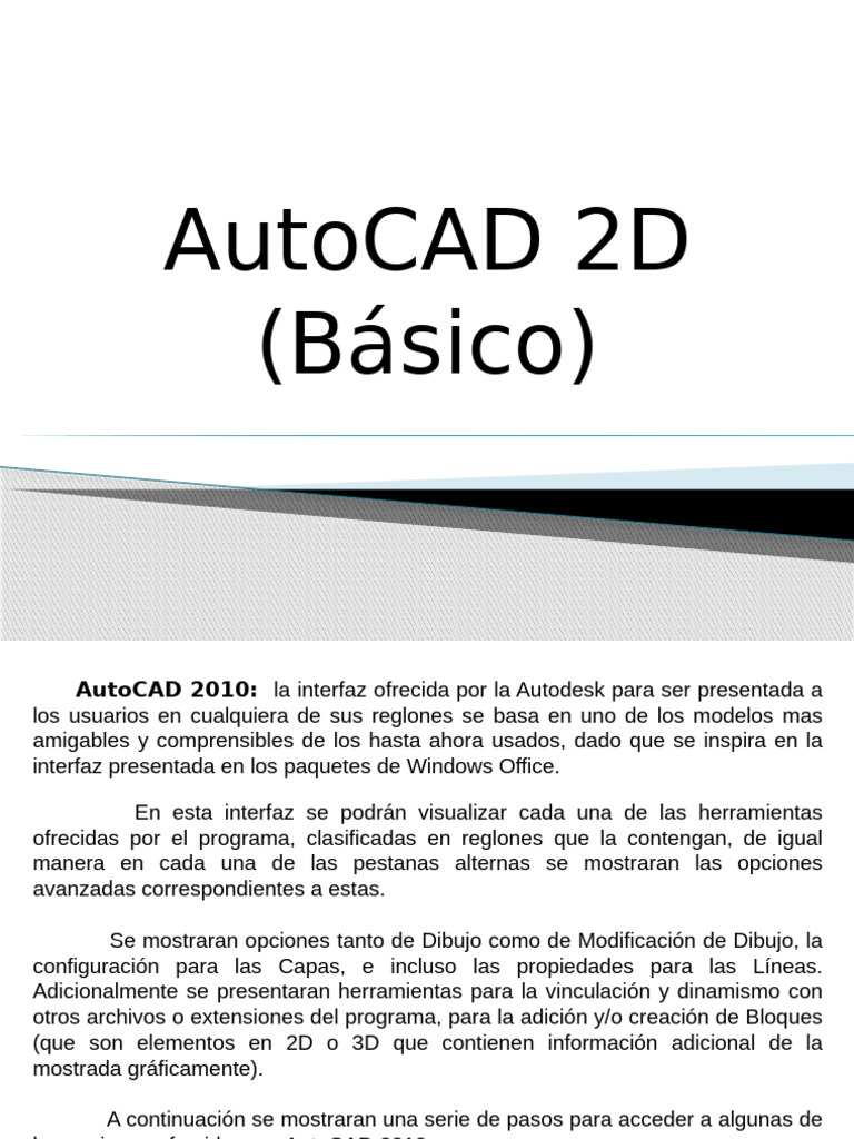 Guía Básica de AutoCAD 2D 2010 | PDF | Cad automático | Botón (Computación)