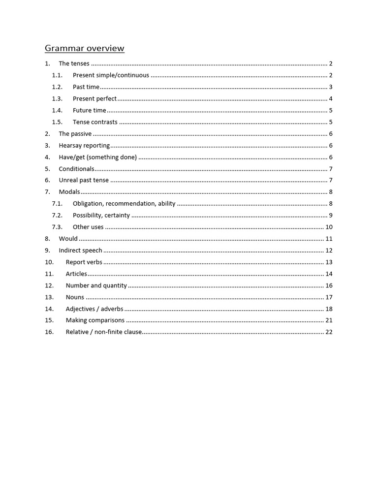 Comprehensive Grammar Tenses Guide | PDF | Adjective | Verb