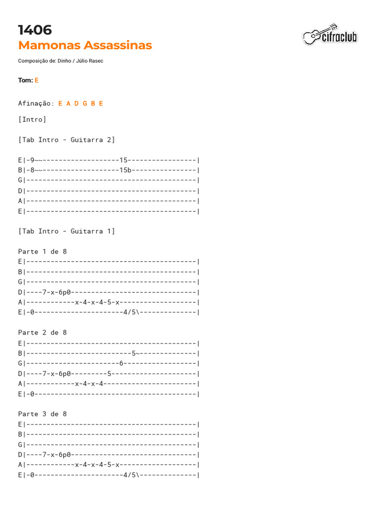 Tab e Letra da Música 