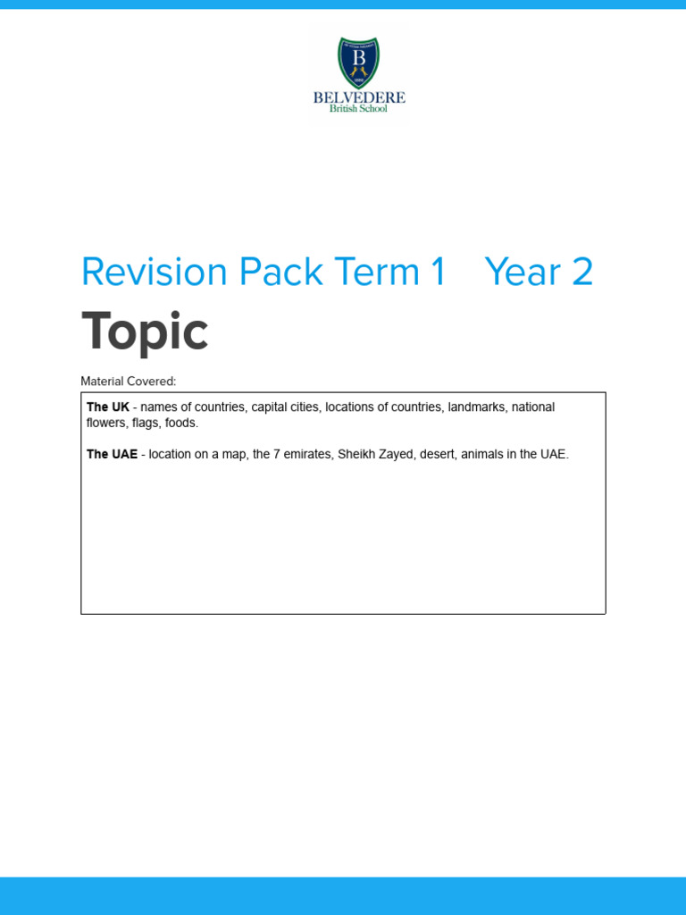 Answer Key-Topic - Revision Pack Year 2 | PDF