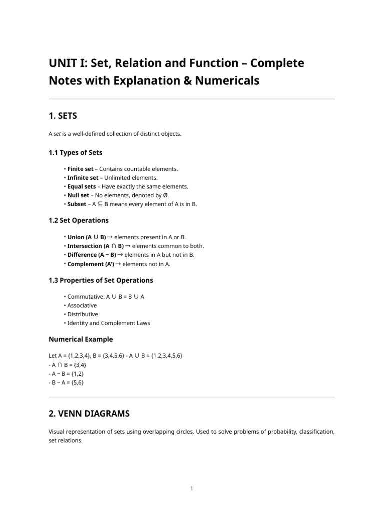 Sets, Relations, and Functions Guide | PDF | Set (Mathematics ...